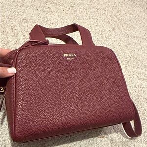 Prada Maroon Leather Crossbody Bag